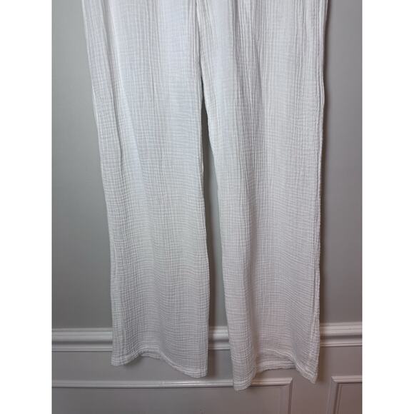 Sol Los Angeles Cotton Crepe Wide Leg Pants White XS - Picture 11 of 13